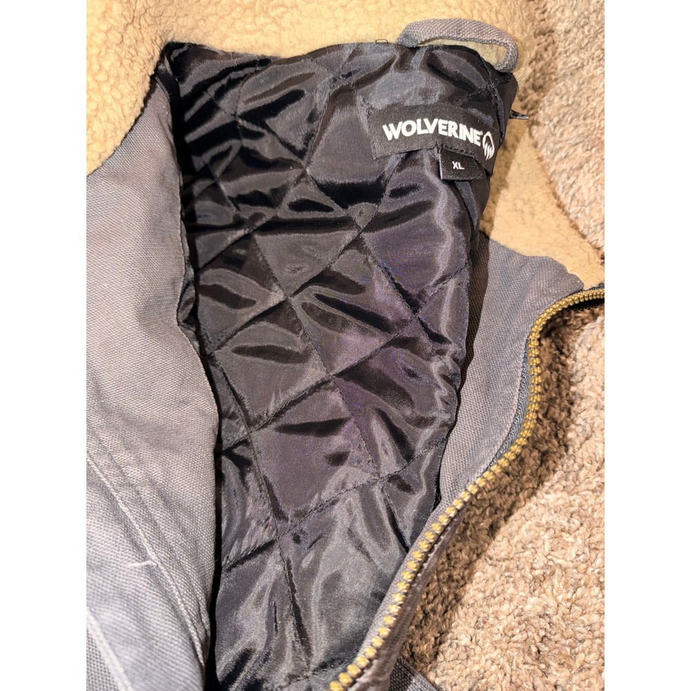Wolverine Mens XL Gray Canvas Sherpa Lined Quilted Insulated Work Vest (666) - Picture 3 of 6